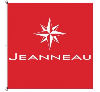Drapeau Jeanneau fond rouge 2m x 2m